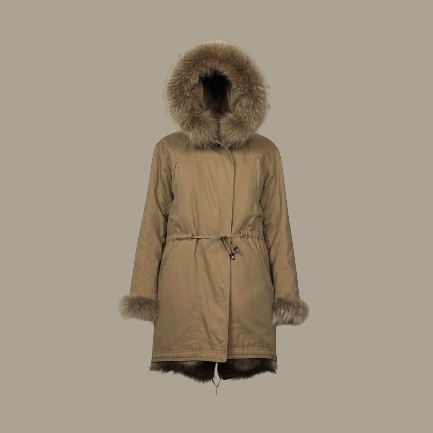 Canvas Zip Fronts Hooded Jacket Lined with Finnraccoon