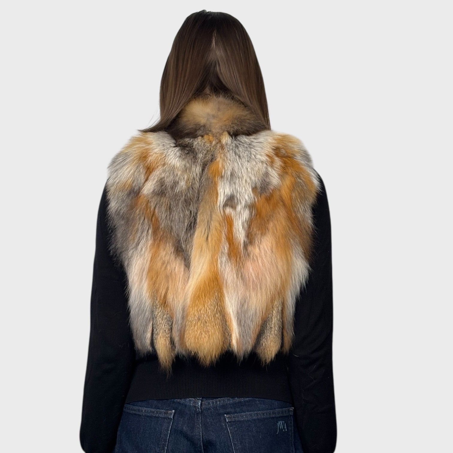 Natural Red Fox Patch Work Short Vest