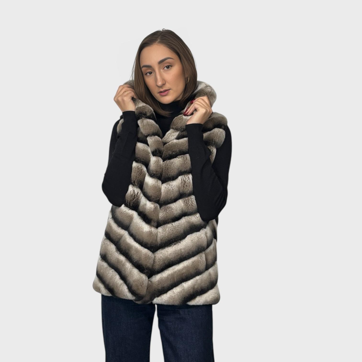 Chinchilla Shade Rex Rabbit Vest