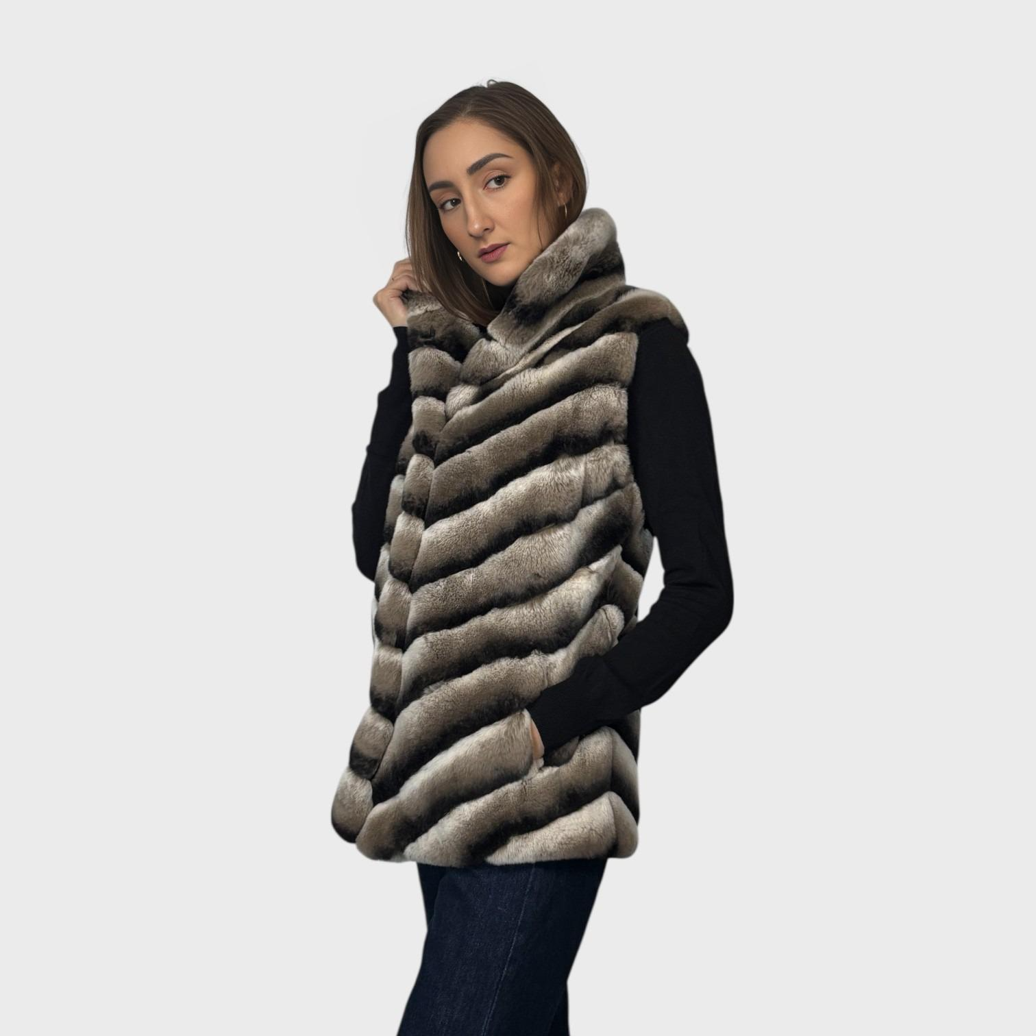 Chinchilla Shade Rex Rabbit Vest