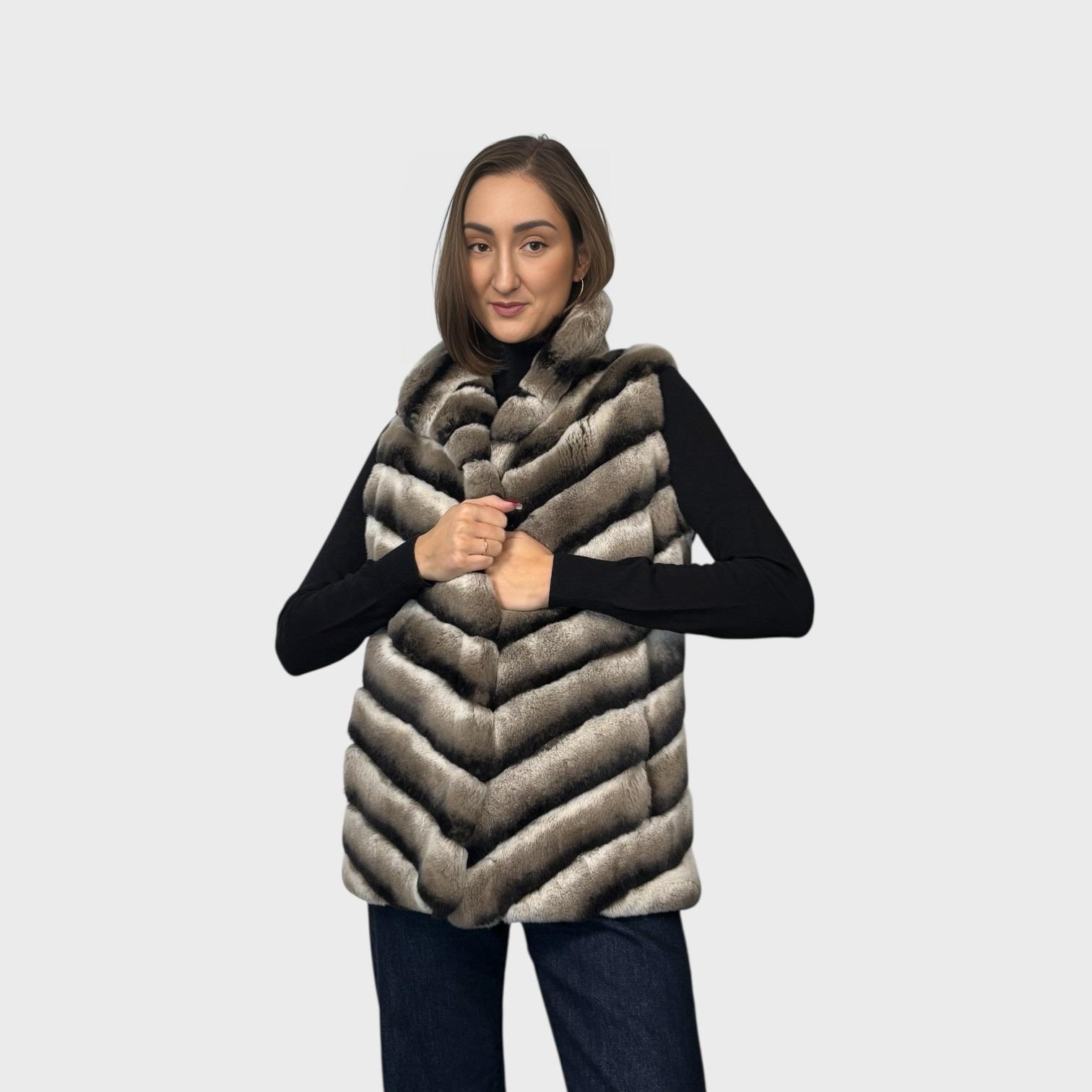 Chinchilla Shade Rex Rabbit Vest