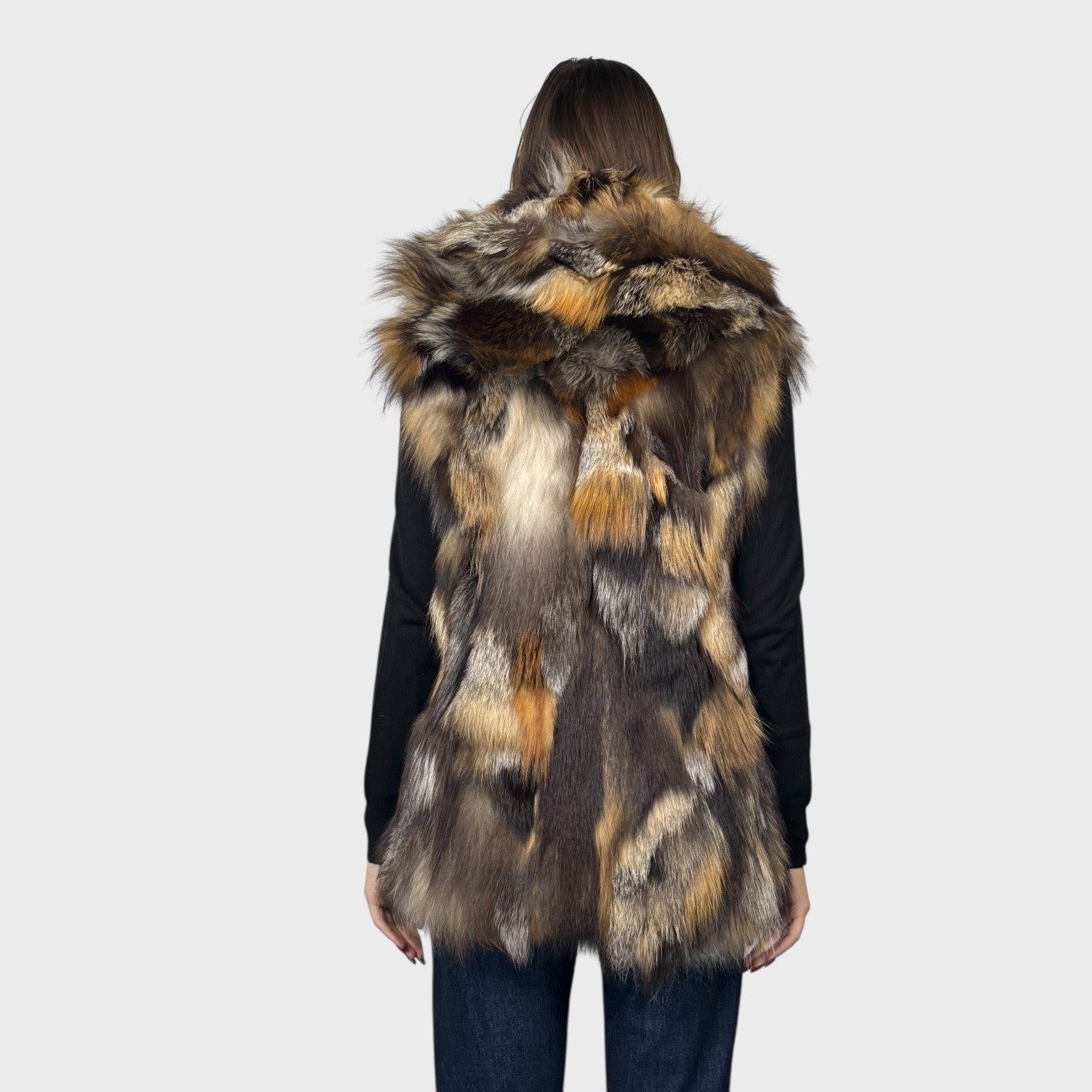 Cross Fox Patch Work Hooded Vest