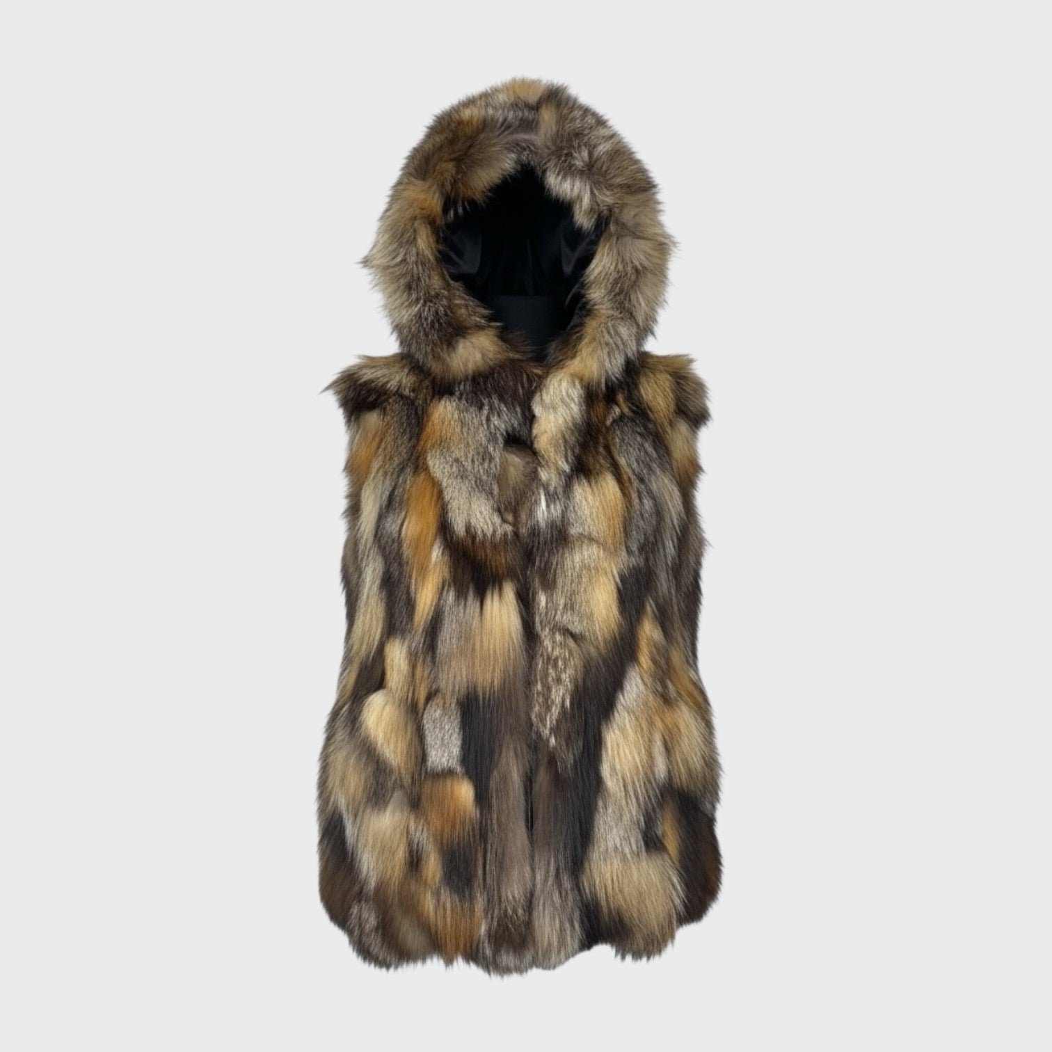 Cross Fox Patch Work Hooded Vest