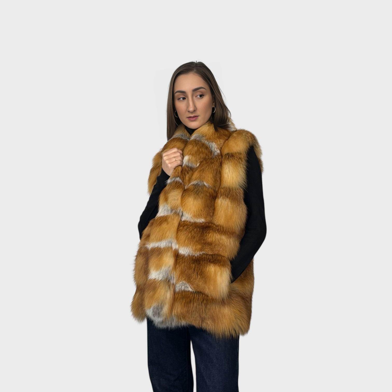 Natural Canadian Red Fox Horizontal Vest