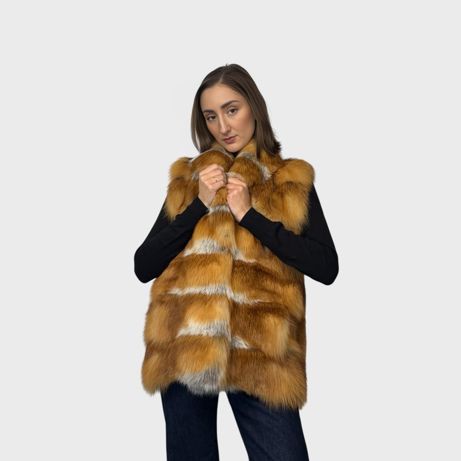 Natural Canadian Red Fox Horizontal Vest