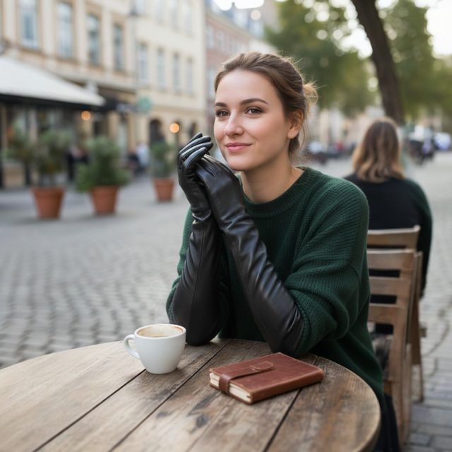 Black Opera Evening Long Leather Gloves