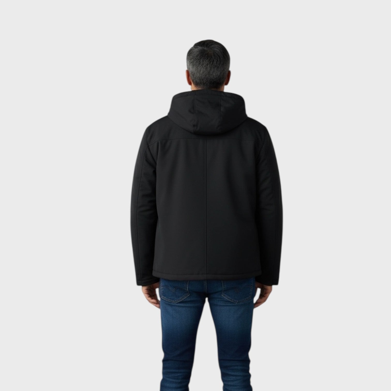 Black Men's Shearling Jacket - Hooded