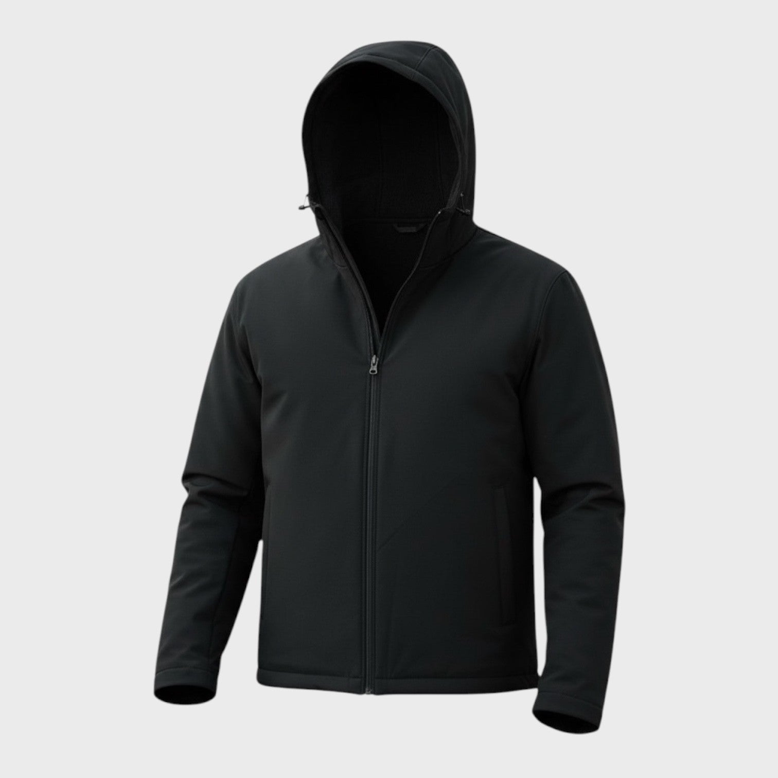 Black Men's Shearling Jacket - Hooded