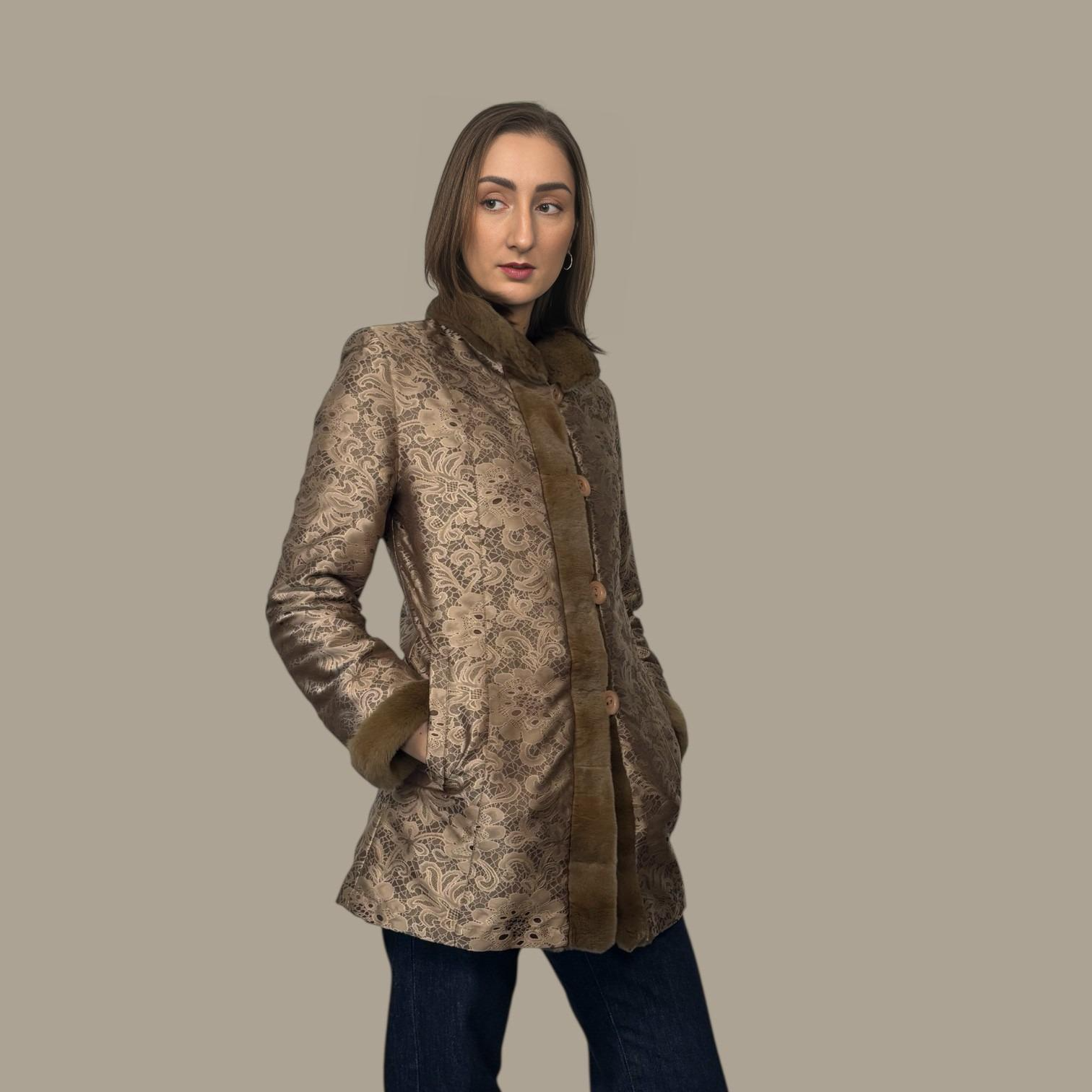 Beige Dyed Plucked Mink Jacket - Reversible to Taffeta