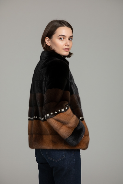 Blackglama, Mahogany & Dyed Orange Female Mink Jacket