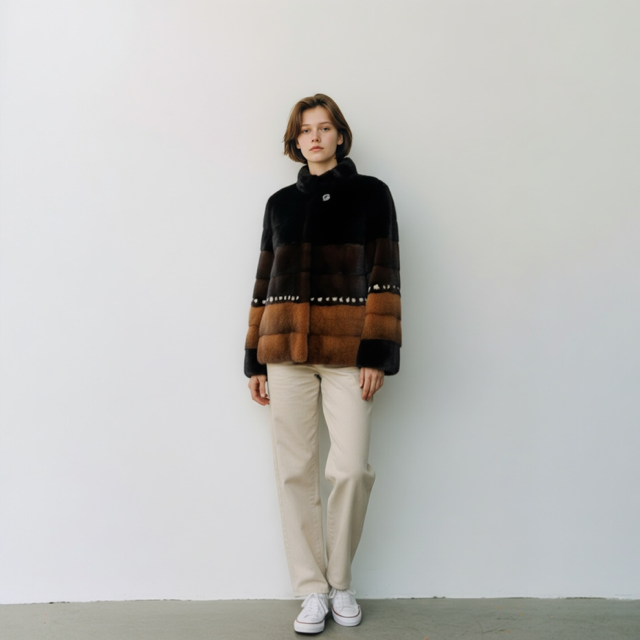 Blackglama, Mahogany & Dyed Orange Female Mink Jacket