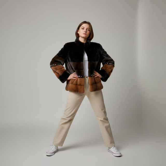 Blackglama, Mahogany & Dyed Orange Female Mink Jacket