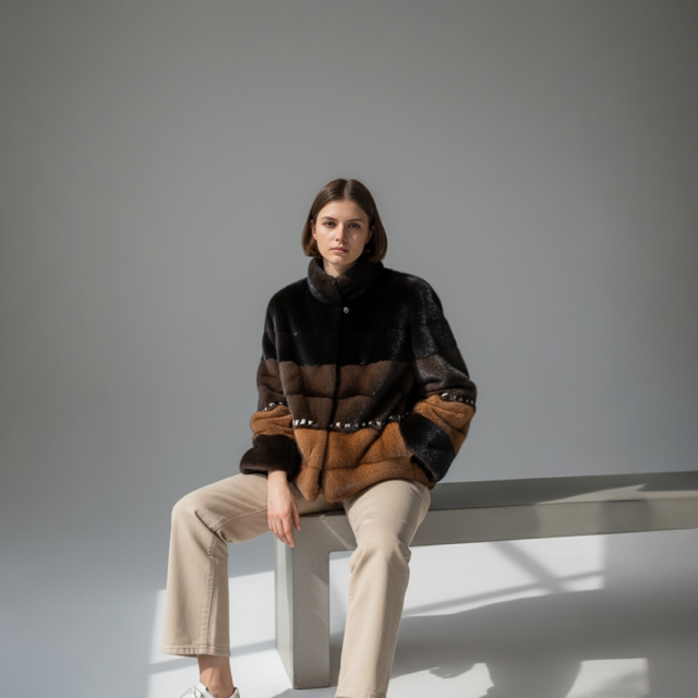 Blackglama, Mahogany & Dyed Orange Female Mink Jacket