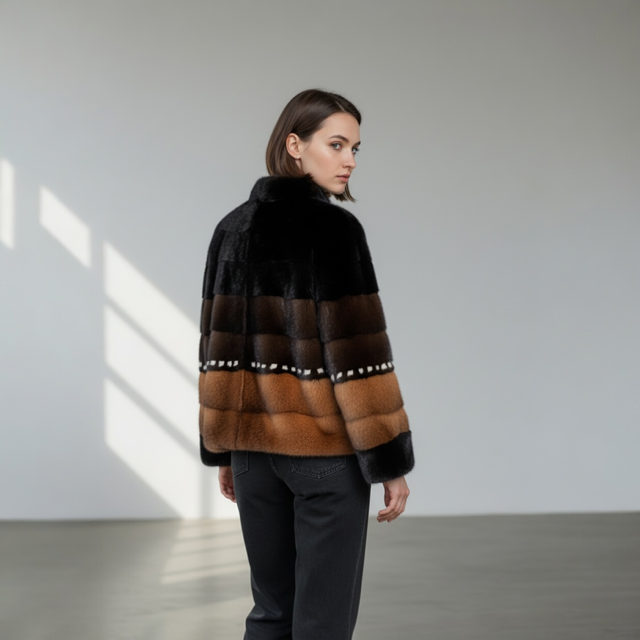 Blackglama, Mahogany & Dyed Orange Female Mink Jacket