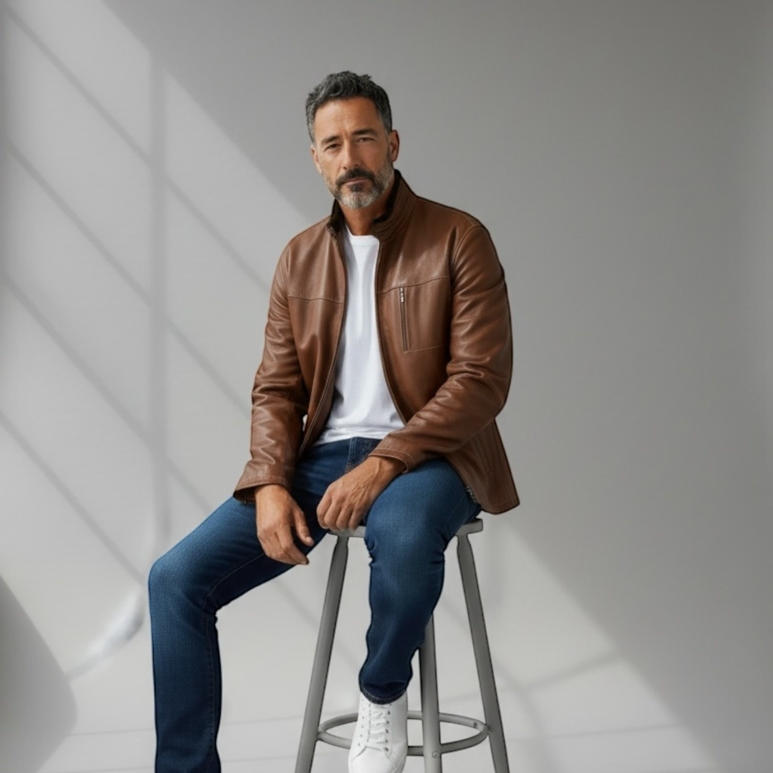 Men's Brown Sheared Mink Jacket - Reversible to Deer Skin Leather