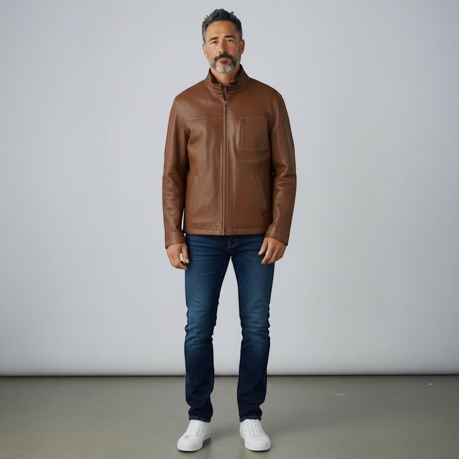 Men's Brown Sheared Mink Jacket - Reversible to Deer Skin Leather