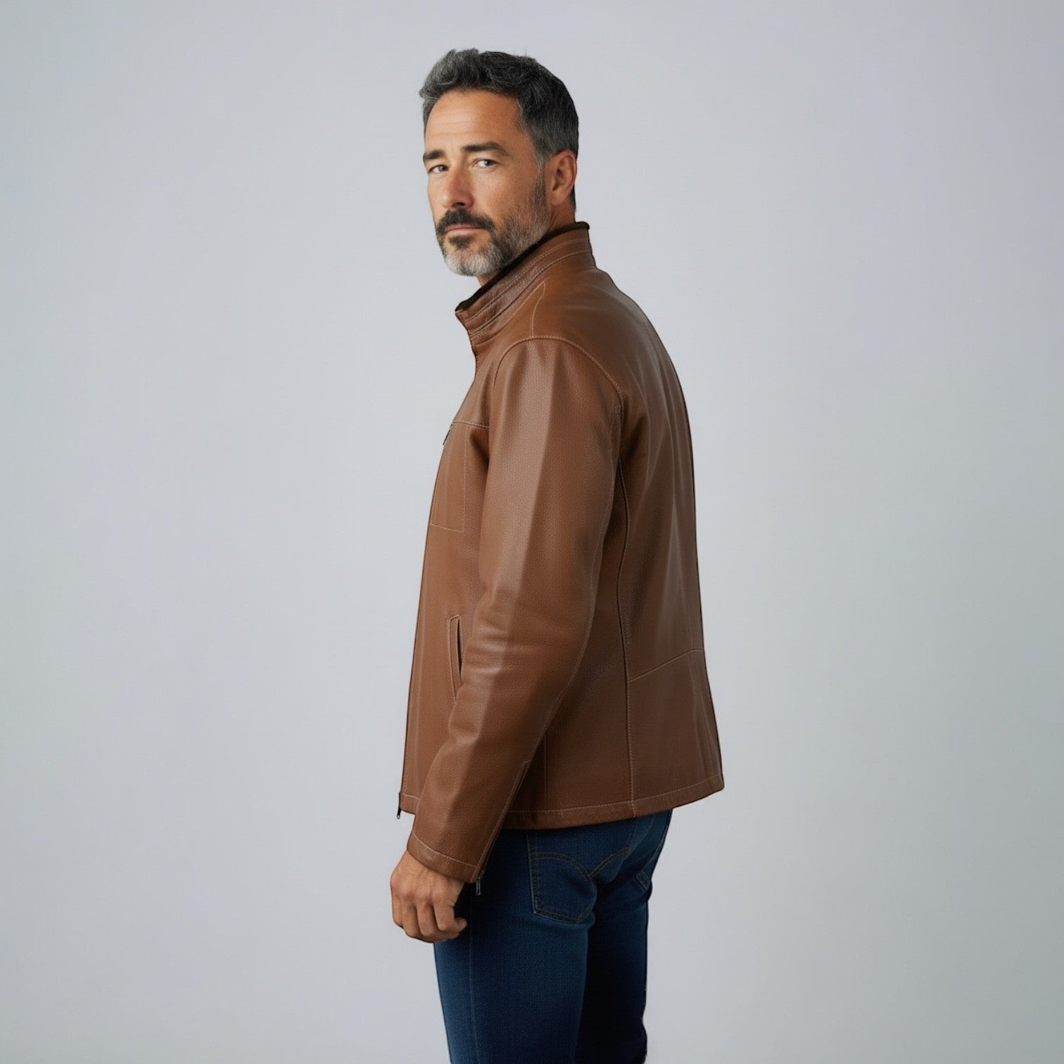 Men's Brown Sheared Mink Jacket - Reversible to Deer Skin Leather