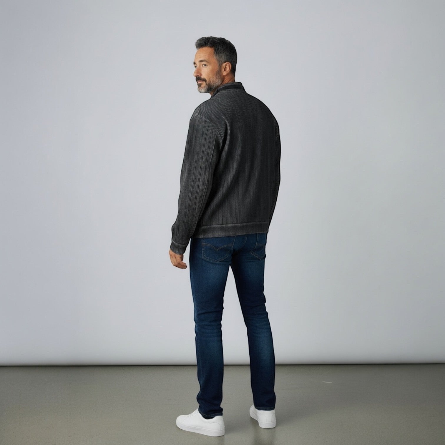 Men/s Black Sheared Mink Jacket - Reversible to Leather