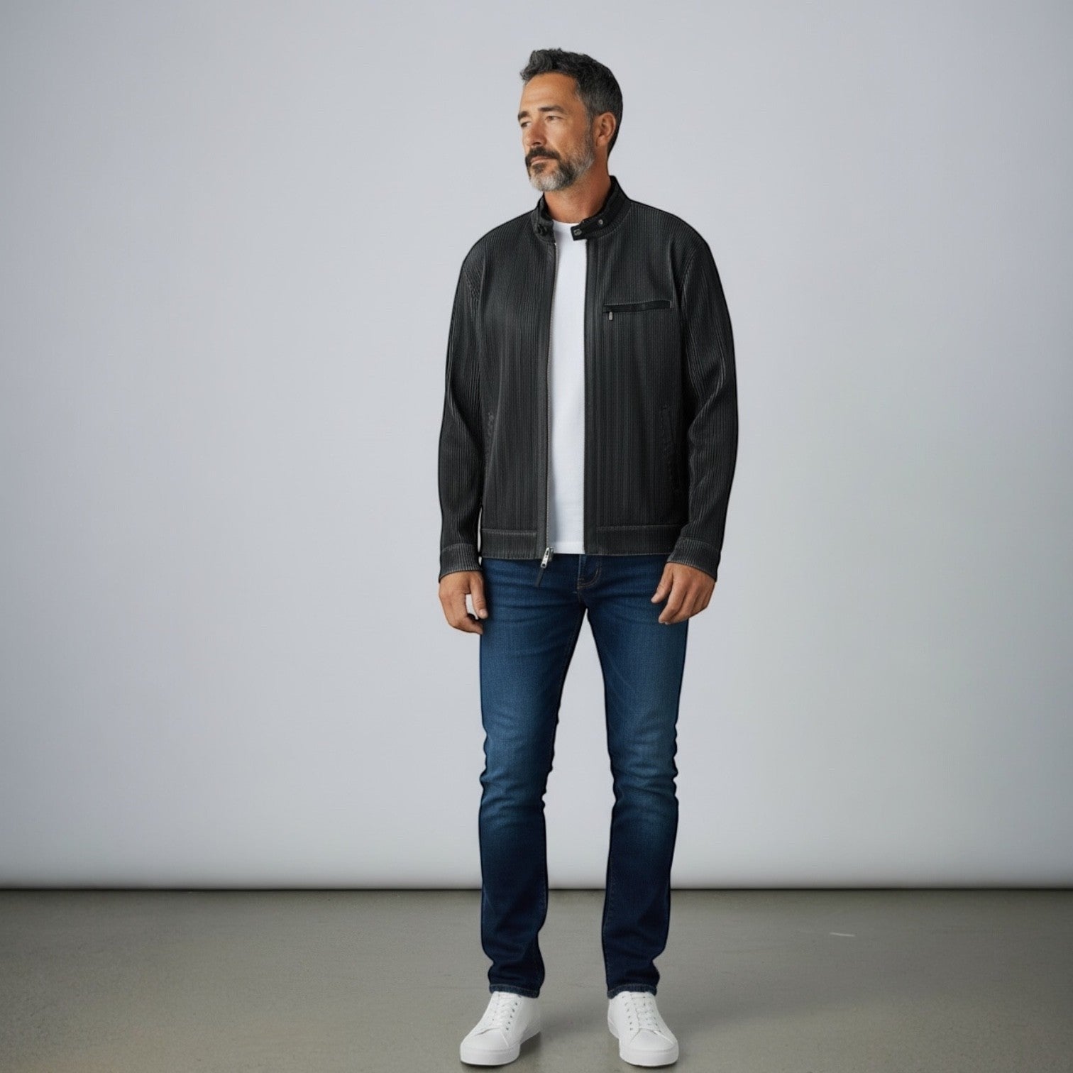 Men/s Black Sheared Mink Jacket - Reversible to Leather