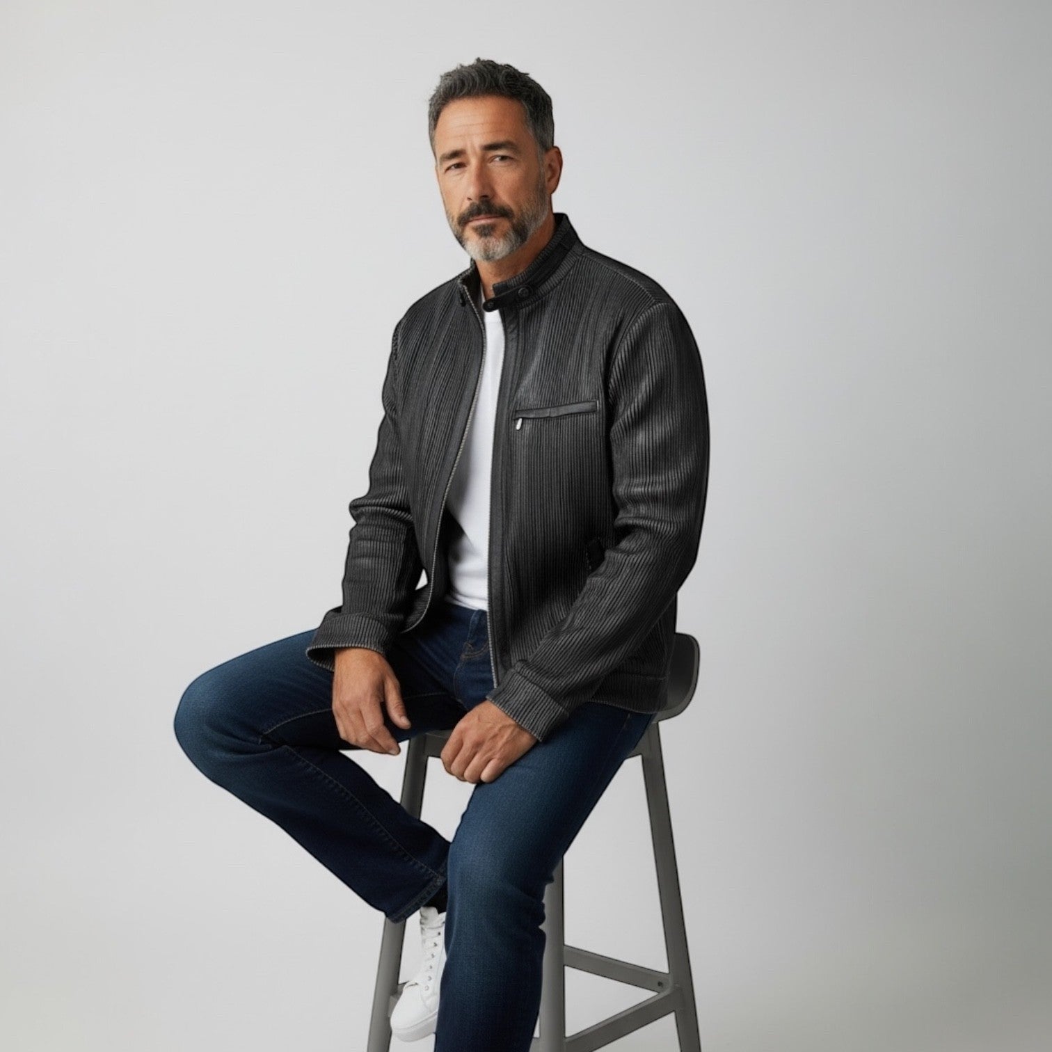 Men/s Black Sheared Mink Jacket - Reversible to Leather