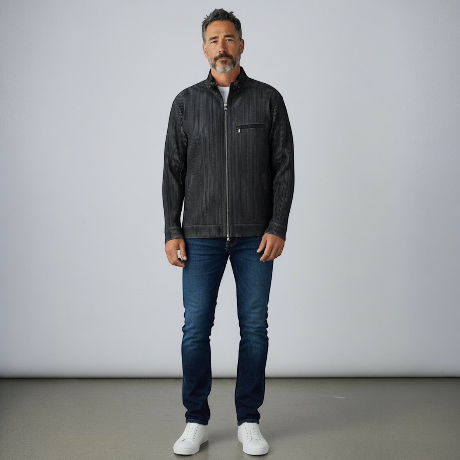 Men/s Black Sheared Mink Jacket - Reversible to Leather