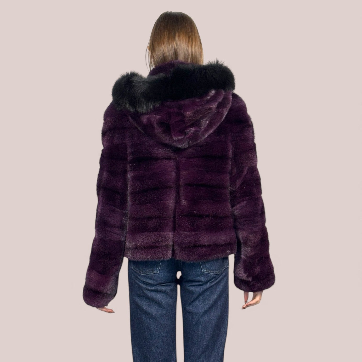 Aubergine dyed Horizontal jacket -Detachable Hood