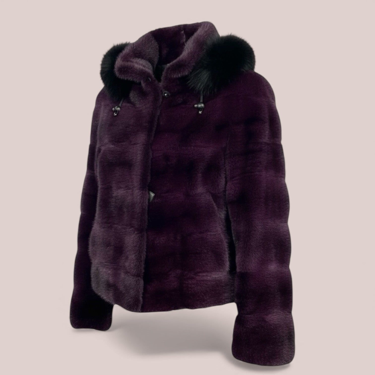 Aubergine dyed Horizontal jacket -Detachable Hood