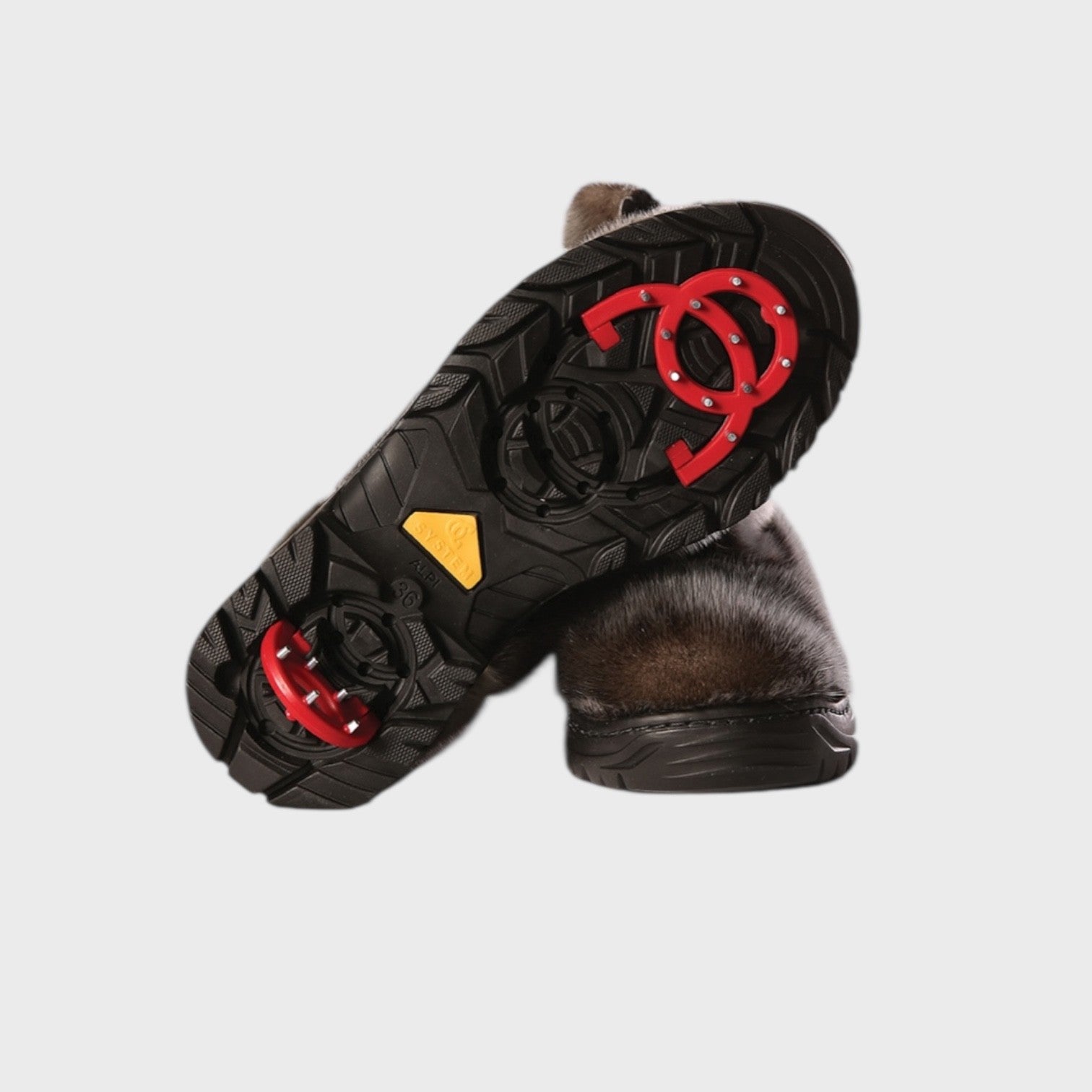 Men's Natural Seal Fur Boots - Traction Sole