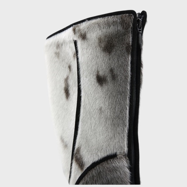 Women's Natural Seal Fur Boots - Traction Sole