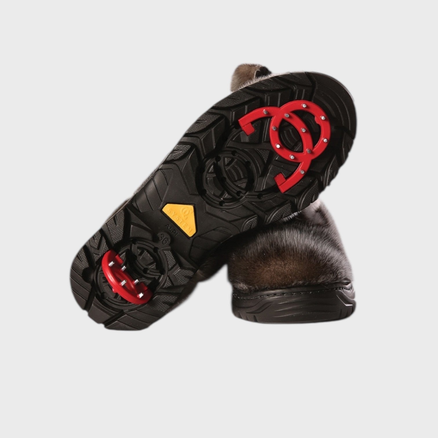 Women's Natural Seal Fur Boots - Traction Sole