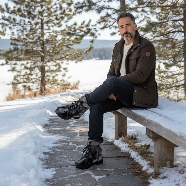 Men's Natural Seal Fur Boots - Traction Sole