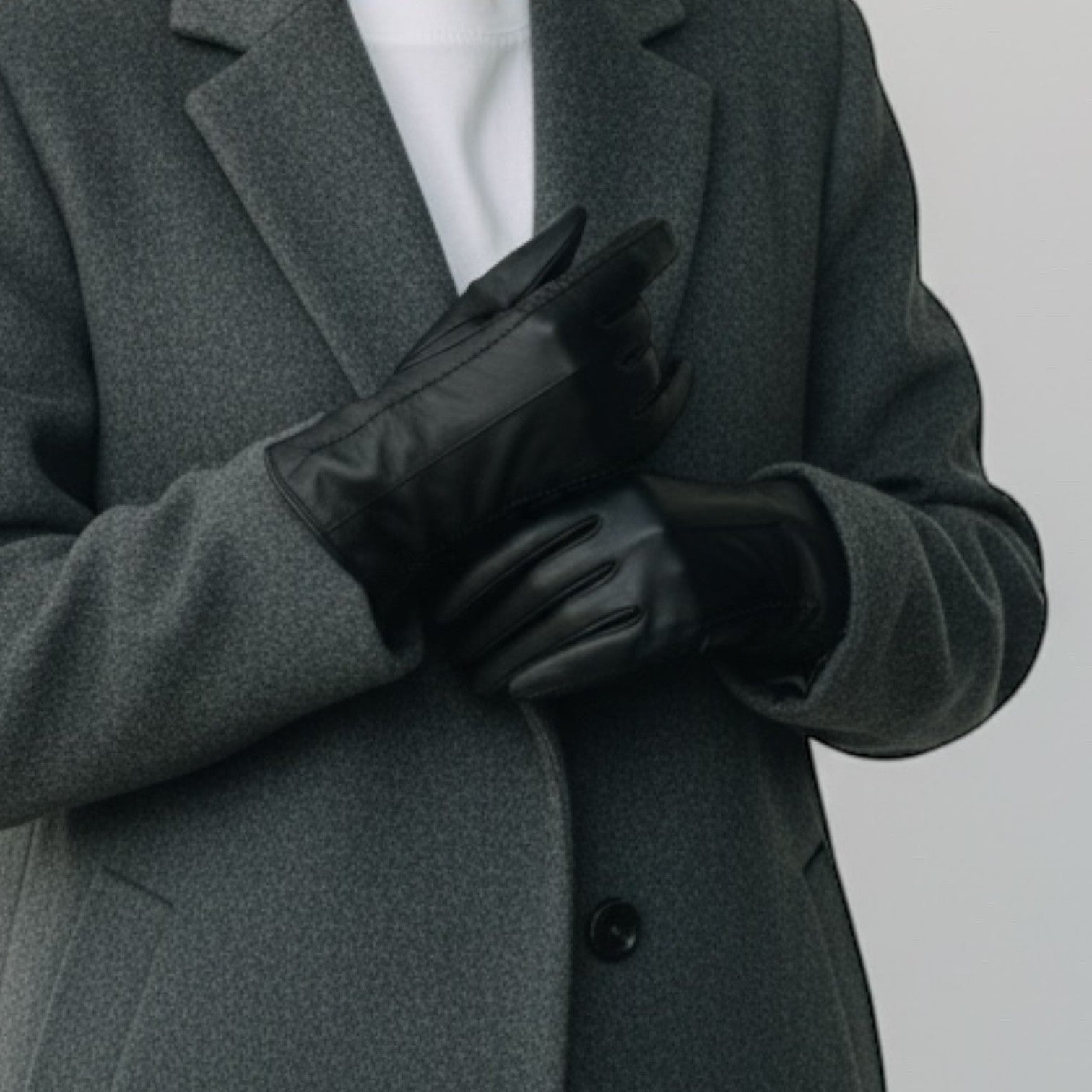Black women's leather gloves lined with genuine sheepskin