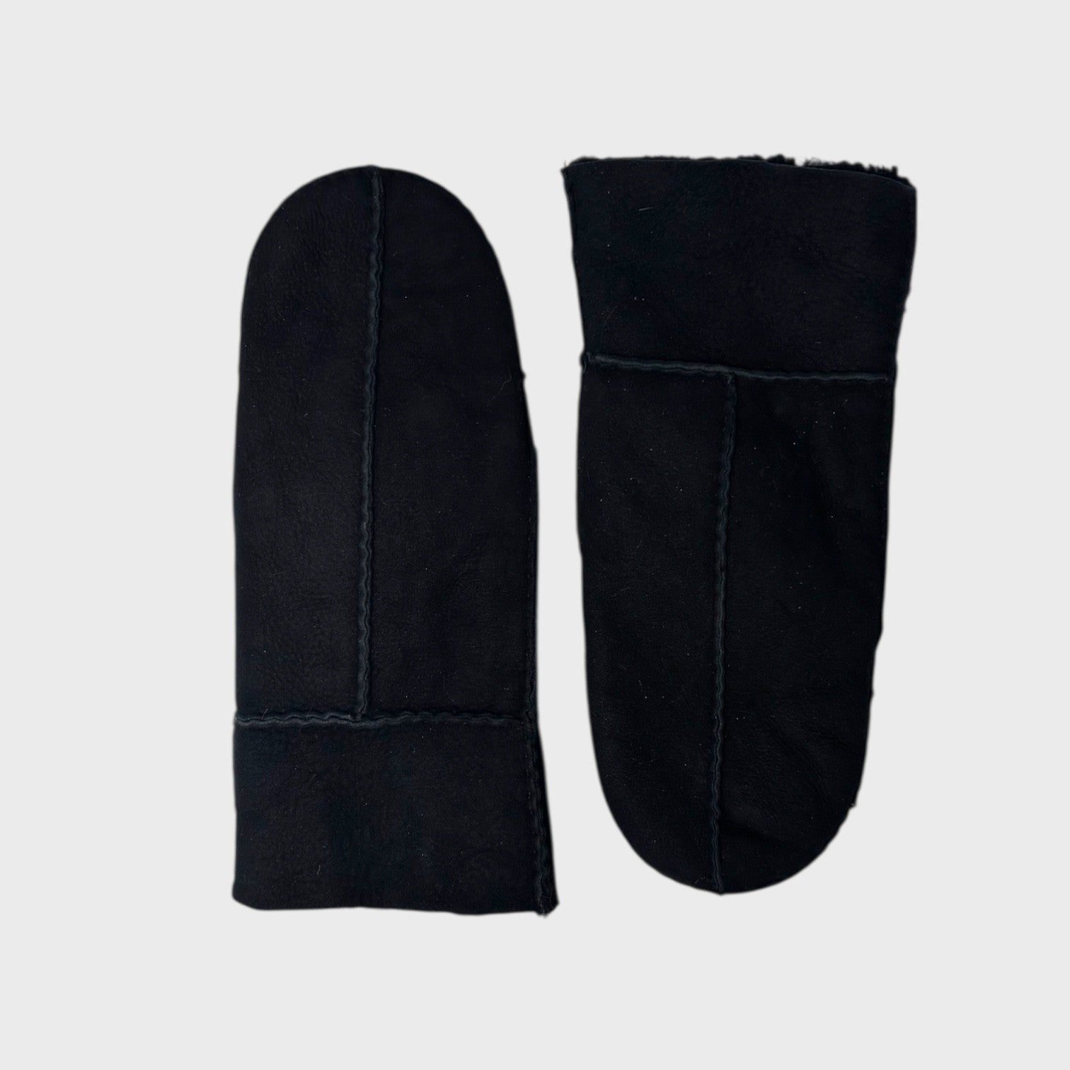 Women's Black Handstitched Shearling Mittens