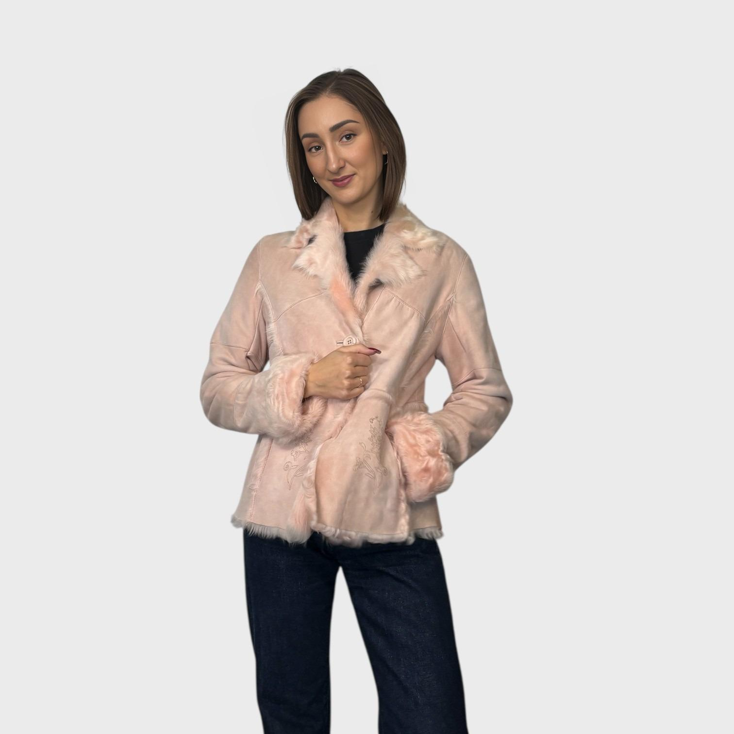 Pink Short Shearling Jacket